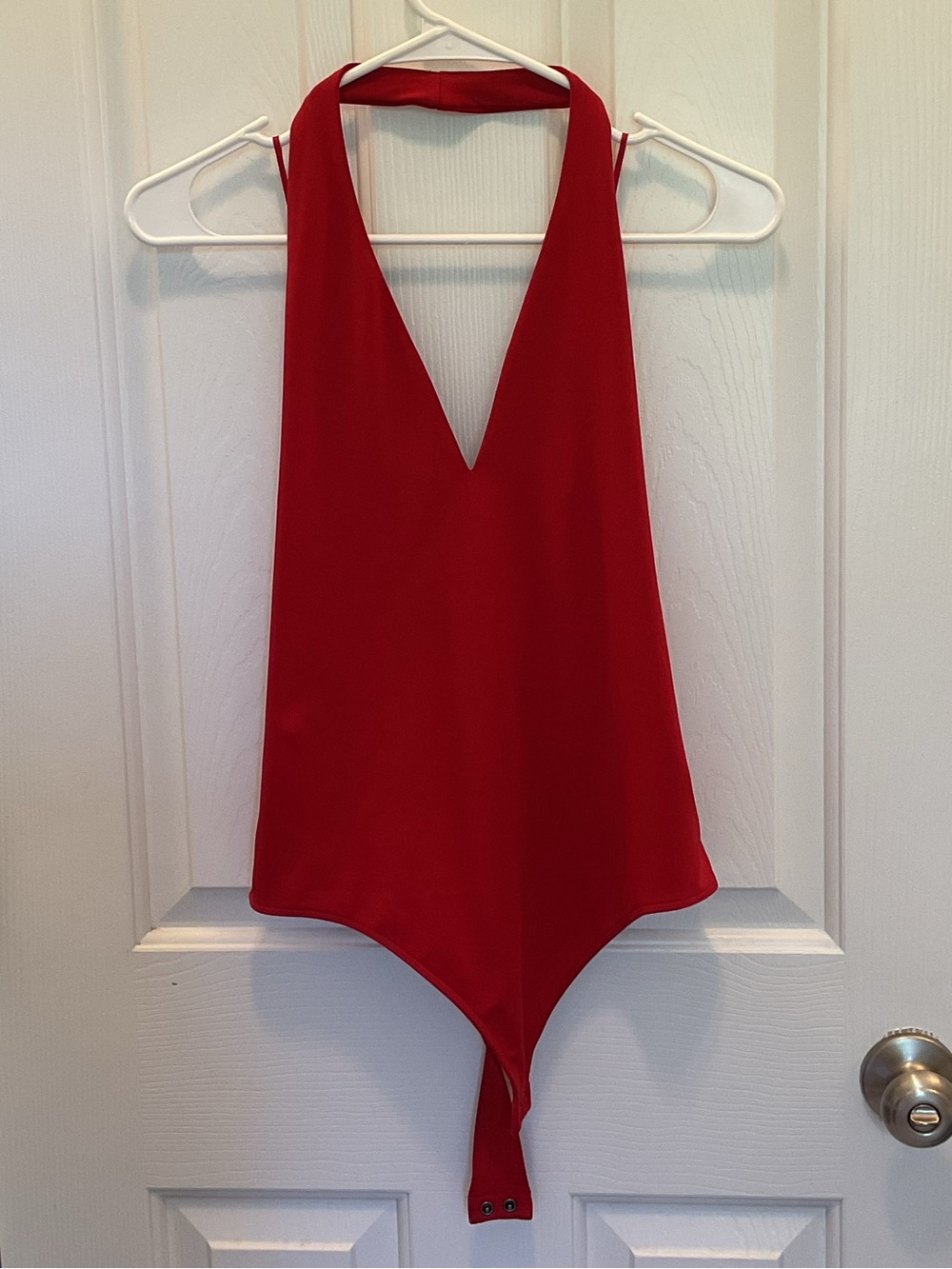 Express Red Halter V-Neck Bodysuit